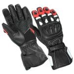 Gloves Leather Motorcycle driving finger Winter Men Warm full Riding Glove CE Red