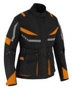 Ladies Motorbike Cordura Sport Orange Jacket Motorcycle Waterproof Racing Touring Women - Image 2